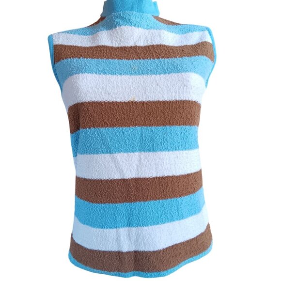 Vintage Women's S/M Handmade Top Sleeveless Mod 1960's Striped Garage Band 1of1 - Picture 4 of 8